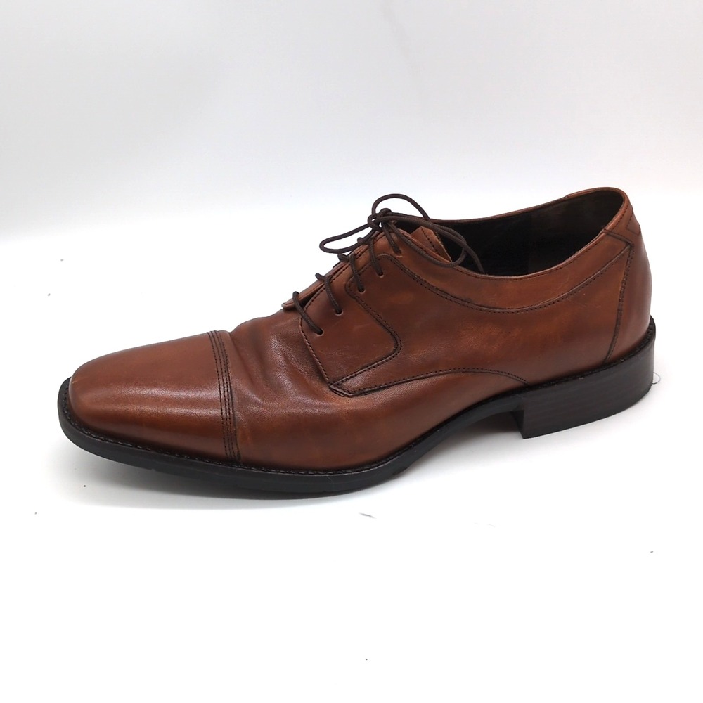 Johnston & Murphy Shoes Mens Novick Brown 10 Leather Oxfords Lace Up Cap Toe